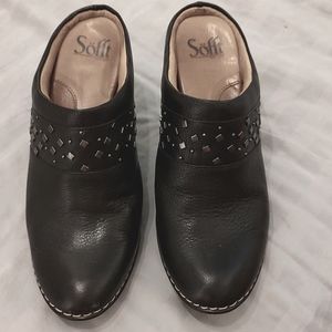 Sofft Brand Black Leather Mules. Size 9.5M